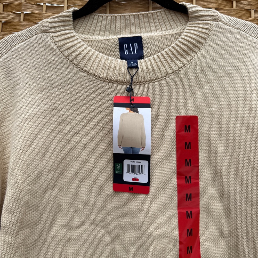 GAP Taupe 100% Cotton Women's Medium Sweater - Picture 2 of 7